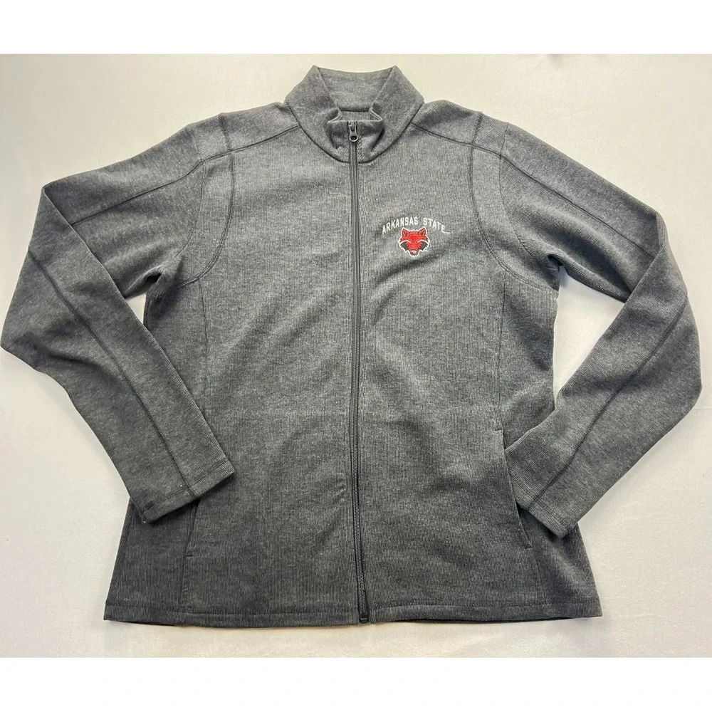 Camp David Arkansas State Red Wolves Full Zip Jacket Gray Embroidered Logo XL